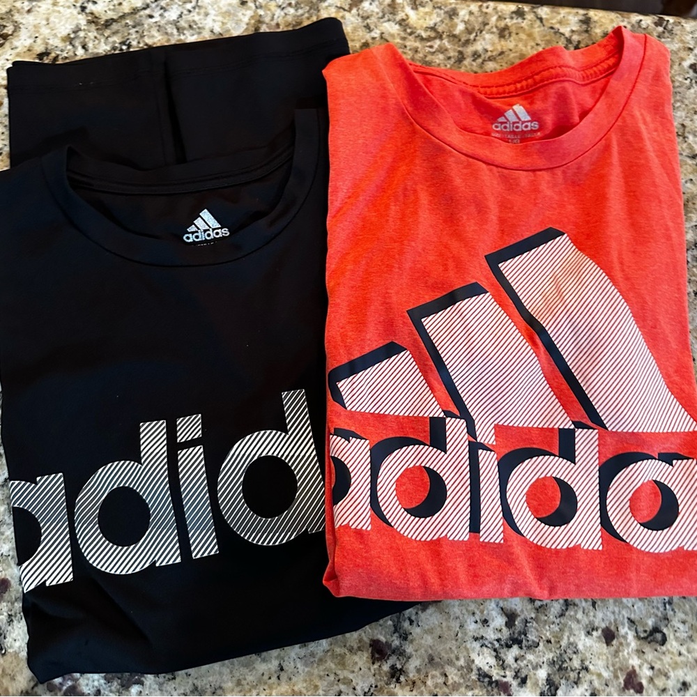 Adidas Kids' Black and Orange Athletic T-Shirts Youth Large